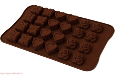 Silikónová forma na čokoládu srdiečka darčeky ružičky 