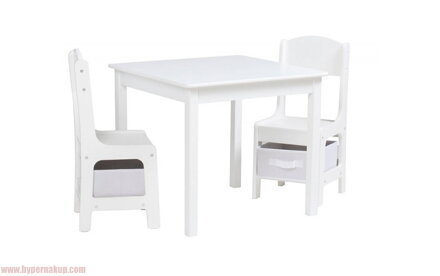 Detský stôl so stoličkami Nordic, biely 