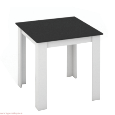 Jedálenský stôl 80x80, DTD laminovaná/ABS hrany, Biela/Čierna, KRAZ