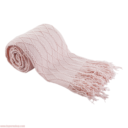 SULIA TYP 2, pletená deka so strapcami, svetloružová, 150x200 cm