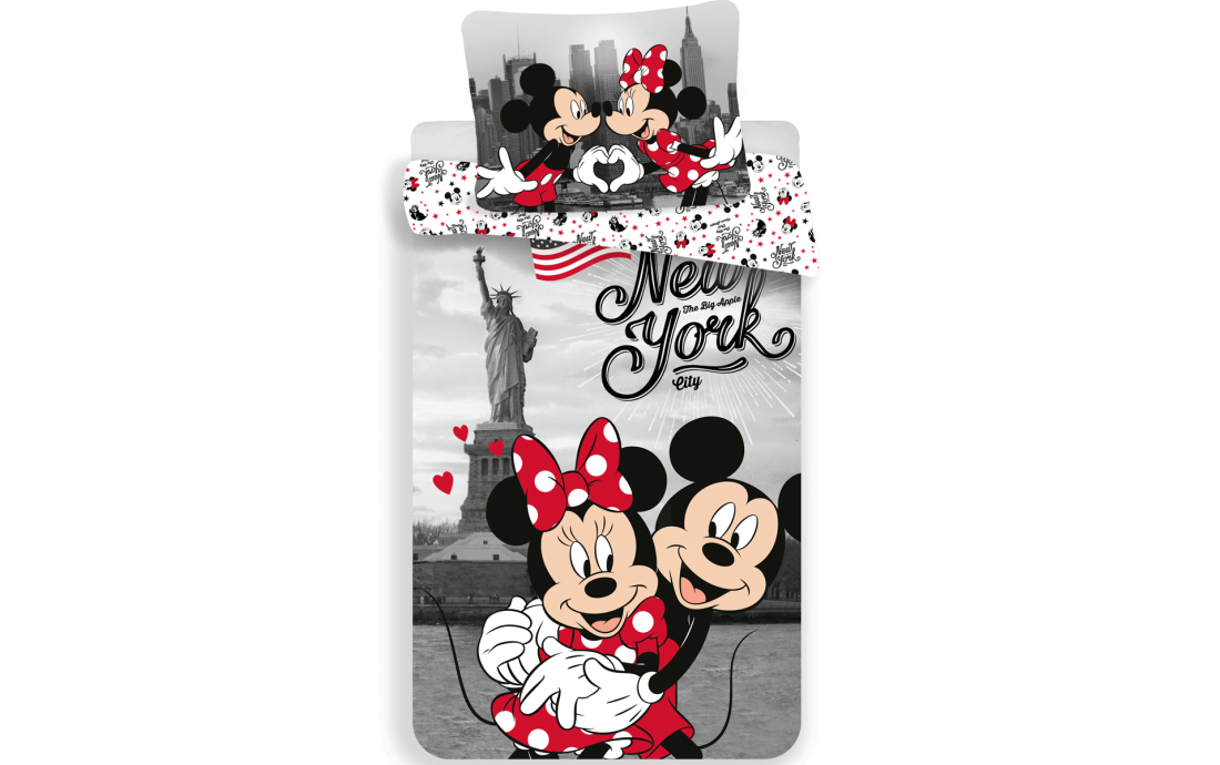 Bavlnené posteľné obliečky Disney Mickey a Minnie Mouse New York 140 x 200 cm