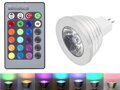 LED žiarovka bodová - 3W multifarebná s diaľkovým ovládačom
