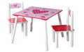 Detský stôl so stoličkami ružový so srdiečkom