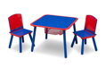Detský stôl so stoličkami modro-červený