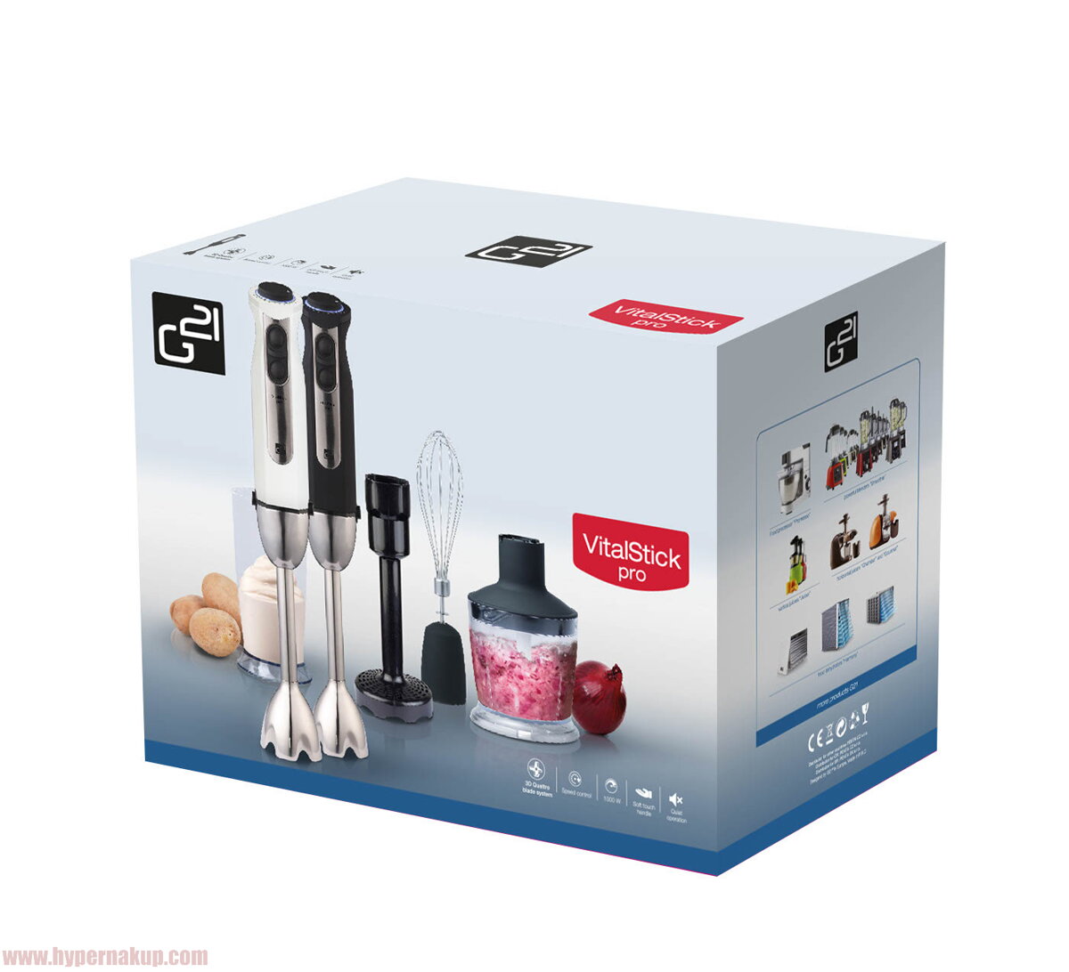 Tyčový mixér G21 VitalStick Pro 1000 W s Food Processorom čierny