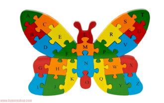 Drevené didaktické puzzle motýľ