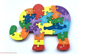 Drevené didaktické puzzle slon 
