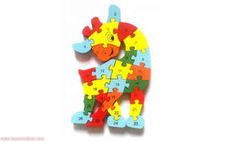 Drevené didaktické puzzle žirafa 