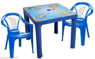 Detský plastový stôl a stoličky , modrý set