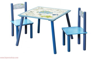 Detský stôl so stoličkami DINO modrý 
