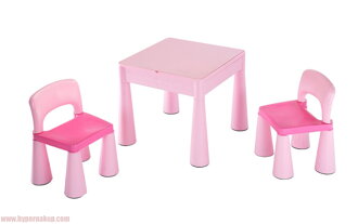 Detský stolík a stoličky 3v1 MAMUT - ružové