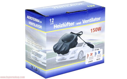 Elektrický ohrievač a ventilátor 2v1 do auta 12V -150W