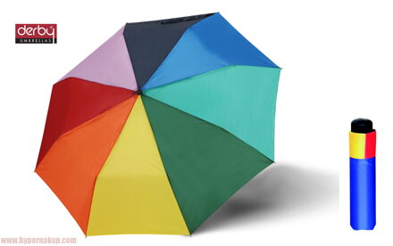 Dáždnik DERBY  Mini Rainbow - unisex skladací mechanický dúhový 