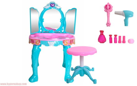 Detský kozmetický stolík toaletka so stoličkou MAGIC WAND-MP3 JACK