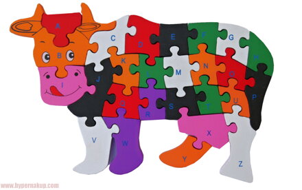 Drevené didaktické puzzle Kravička
