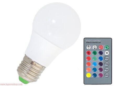 LED žiarovka Clasic - 3W / E27 RGB multifarebná s diaľkovým ovládačom