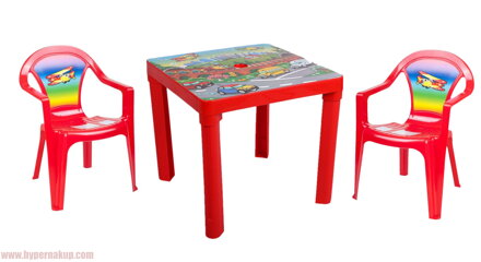 Detský plastový stôl a stoličky , červený set 