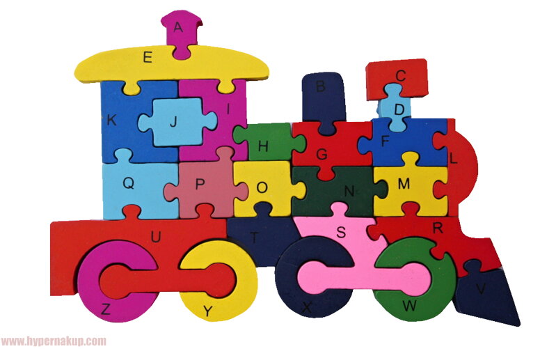 Drevené didaktické puzzle Lokomotíva