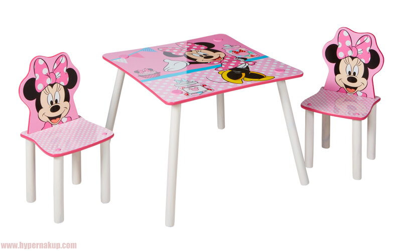 Detský stôl so stoličkami Disney myška Minnie Mouse 
