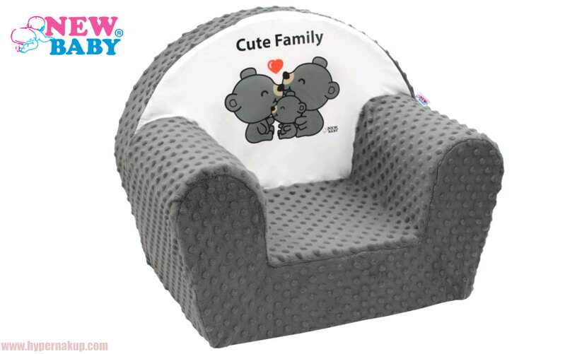 Detské kreslo macko Cute Family šedé-biele Detské kreslo macko Cute Family šedé-biele