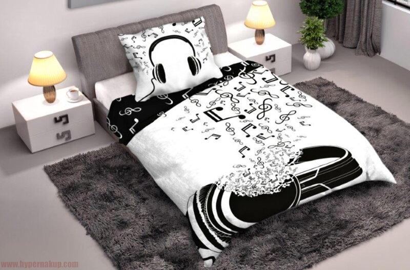 Bavlnené posteľné obliečky MUSIC 140x200 cm