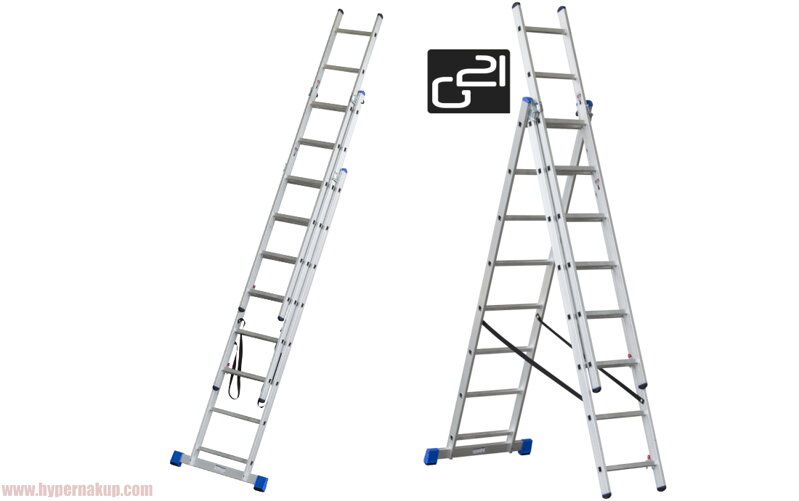 Výsuvný hliníkový rebrík - štafle G21 3-dielny 5,1m 