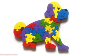 Drevené didaktické puzzle pes