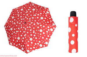 Dáždnik Derby HIT MINI BUBBLE - manuálne skladací, červený s bielymi bodkami