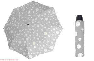 Dáždnik Derby HIT MINI BUBBLE - manuálne skladací, svetlo šedý s bielymi bodkami