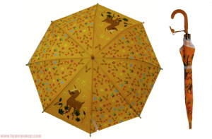 Detský dáždnik vystreľovací palicový - žltý so srnkou