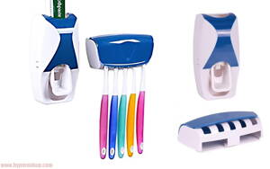 Držiak na zubné kefky s dávkovačom zubnej pasty