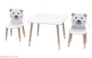 Detský stolík so stoličkami Macko biely 
