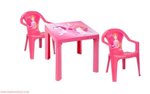 Detský plastový stôl a stoličky , ružový set
