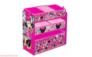 Detský regál na hračky ružový s boxami Disney Minnie mouse