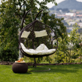 Závesné dvojkreslo, hnedá/krémová, DALVEA 2 NEW