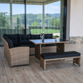 Záhradný ratanový set, svetlohnedá/čierna, MADUL
