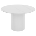 Jedálenský stôl, biely mramor/MDF, priemer 120 cm, MAHIR TYP 1