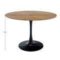 Jedálenský stôl, okrúhly, dub/čierna, priemer 110 cm, REVENTON NEW
