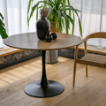 Jedálenský stôl, okrúhly, dub/čierna, priemer 110 cm, REVENTON NEW