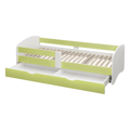 Posteľ s roštom a úložným priestorom 90x200, biela/zelená, COCOLINO