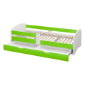 Posteľ s roštom a úložným priestorom 90x200, biela/zelená, COCOLINO