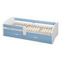 Posteľ s roštom a úložným priestorom 90x200, biela/modrá, COCOLINO
