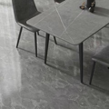 Jedálenský stôl, sivý mramor/čierna, 160x80 cm, FLORENC TYP 2