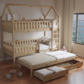 Montessori poschodová posteľ s prístelkou, prírodná, VENITA TYP 1