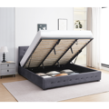 Posteľ s úložným priestorom, 160x200, sivá, MINDY
