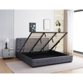Posteľ s úložným priestorom, 160x200, sivá, MINDY