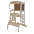 Montessori učiaca veža 3v1 s tabuľou, prírodná, MAGAN