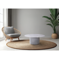 Konferenčný stolík, biely mramor/MDF, priemer 80 cm, MAHIR TYP 1