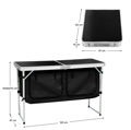Skladací kempingový stôl s organizérom, 120 cm, hliník/MDF, KEPI TYP 3