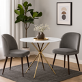 Jedálenský stôl, biely mramor/gold chróm zlatá, priemer 90 cm, MEKNER